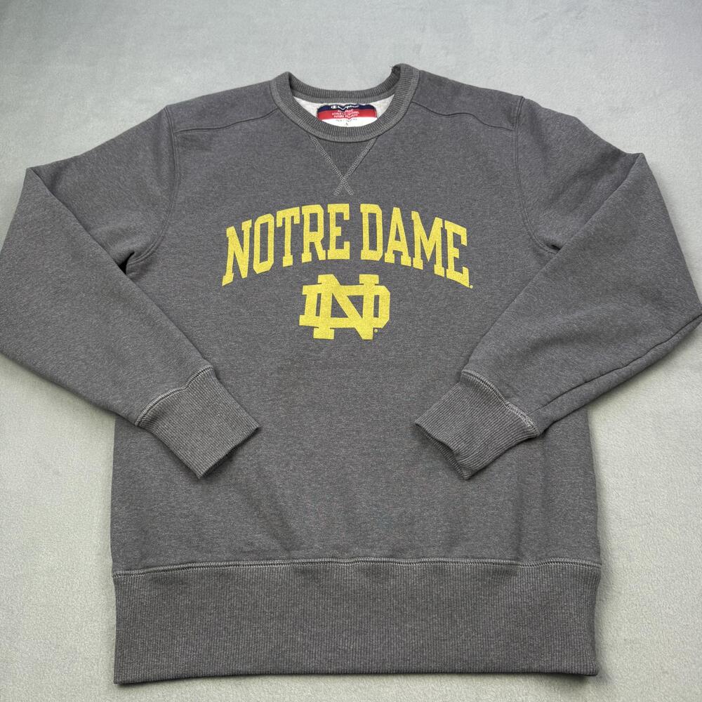 Notre Dame Fighting Irish Sweatshirt Mens Medium Gray NCAA Football Champion